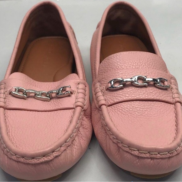 Coach Light Pink Pebbled Leather Crosby Driver Loafers Size 8D - Picture 1 of 8